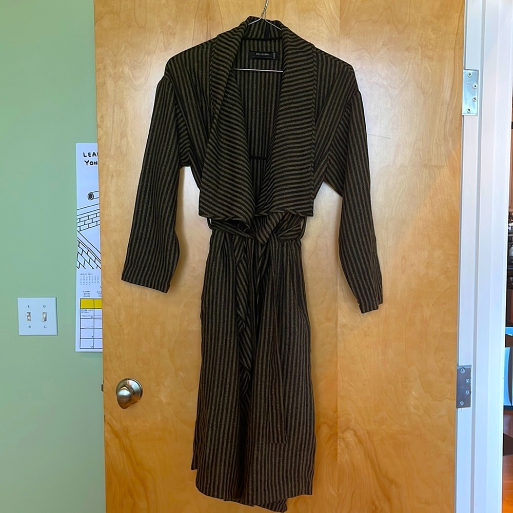 striped sweater trench